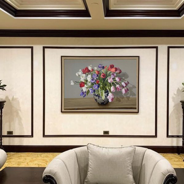 tranh hoa 3D vẽ tuylip