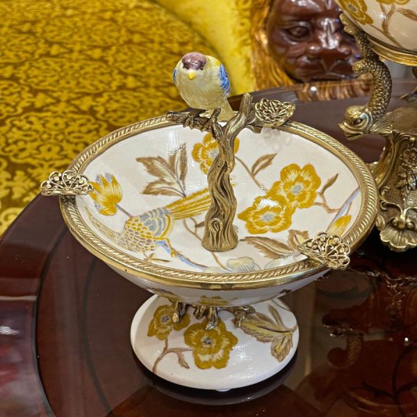 khay sứ và chim hoạ mi