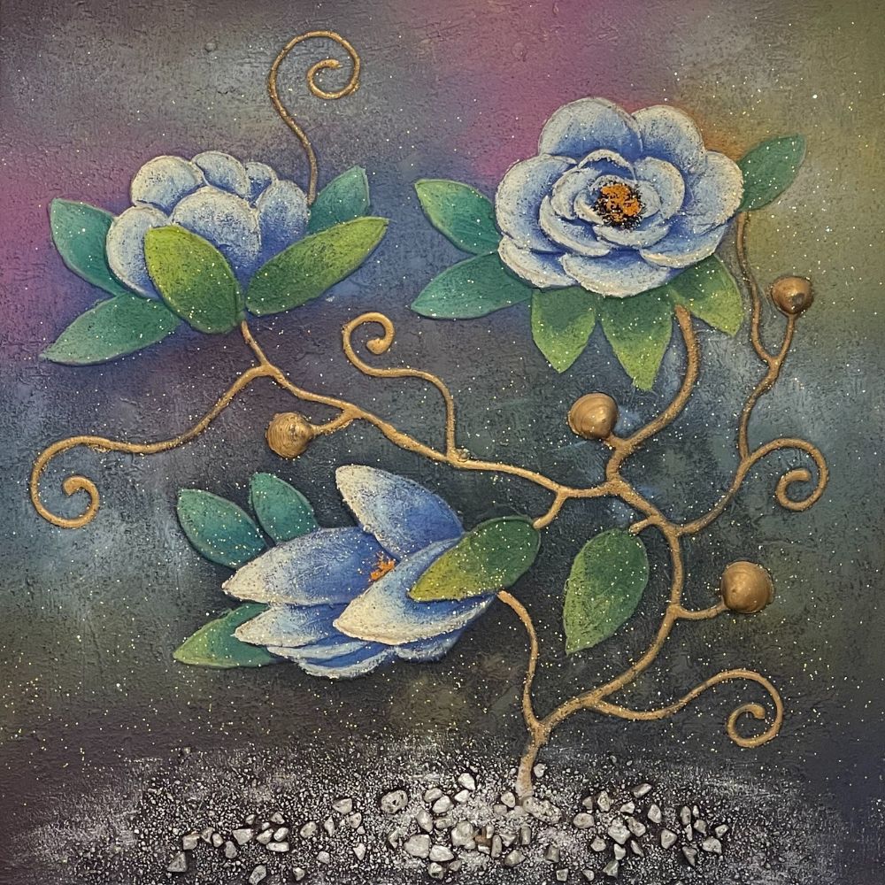 tranh-hoa-hong-xanh-2460 tranh hoa hồng xanh