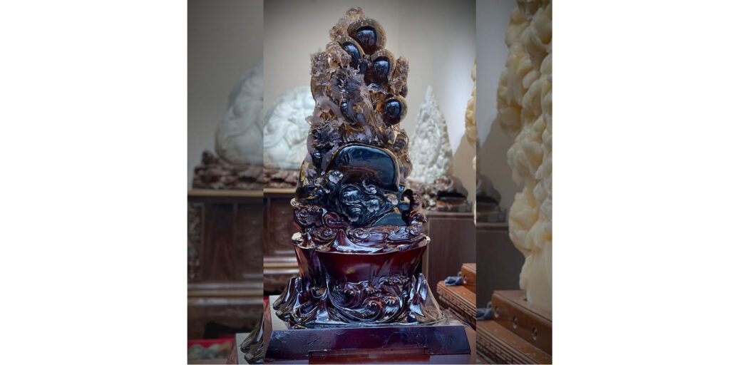 ngũ long tranh châu thạch anh tóc đen