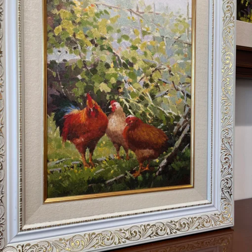 Tranh đàn gà trong vườn