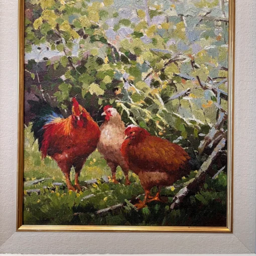 Tranh đàn gà trong vườn