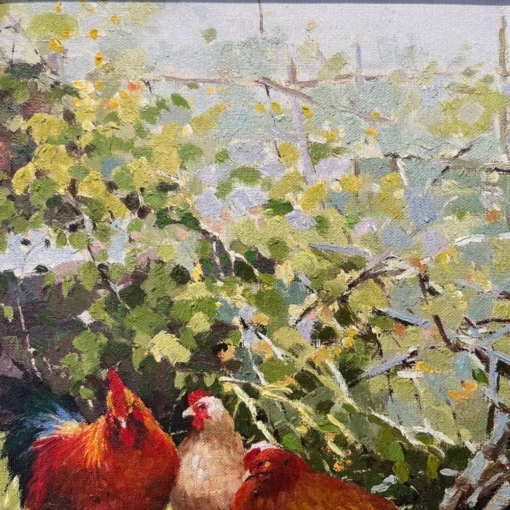 Tranh đàn gà trong vườn